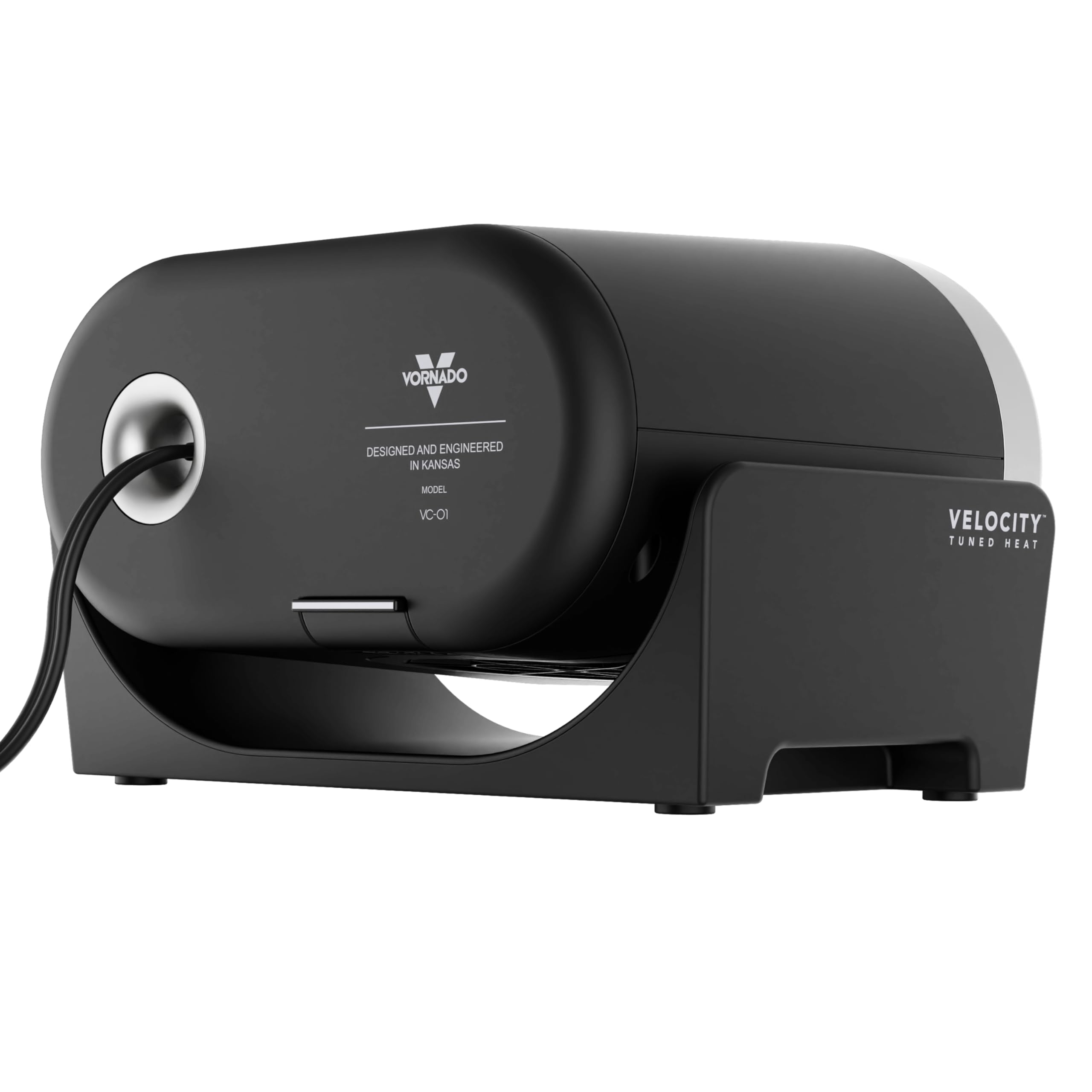 Black Velocity branded heater on a white background