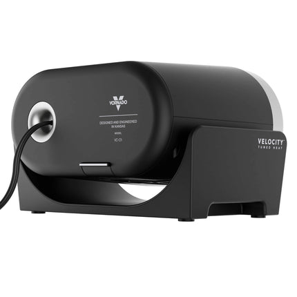 Black Velocity branded heater on a white background