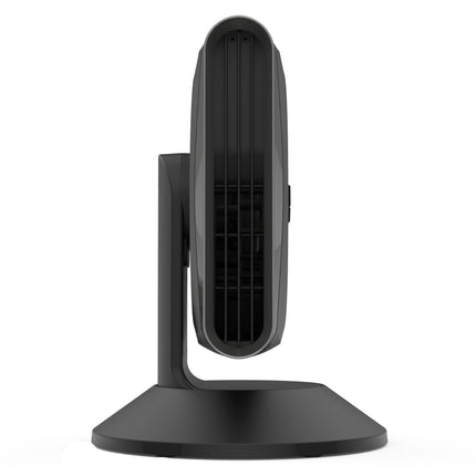 Black desk fan on a white background