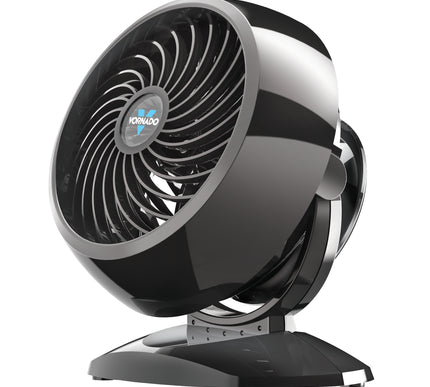 Black and silver fan with 'Vornado' branding on a white background