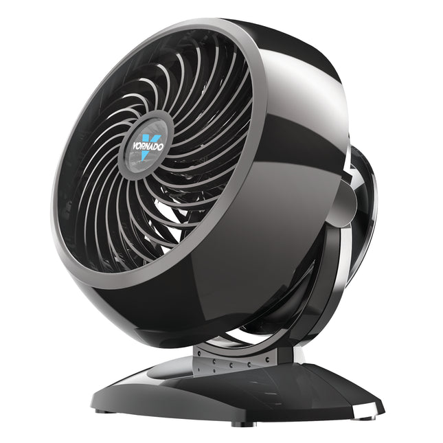 Black and silver fan with 'Vornado' branding on a white background