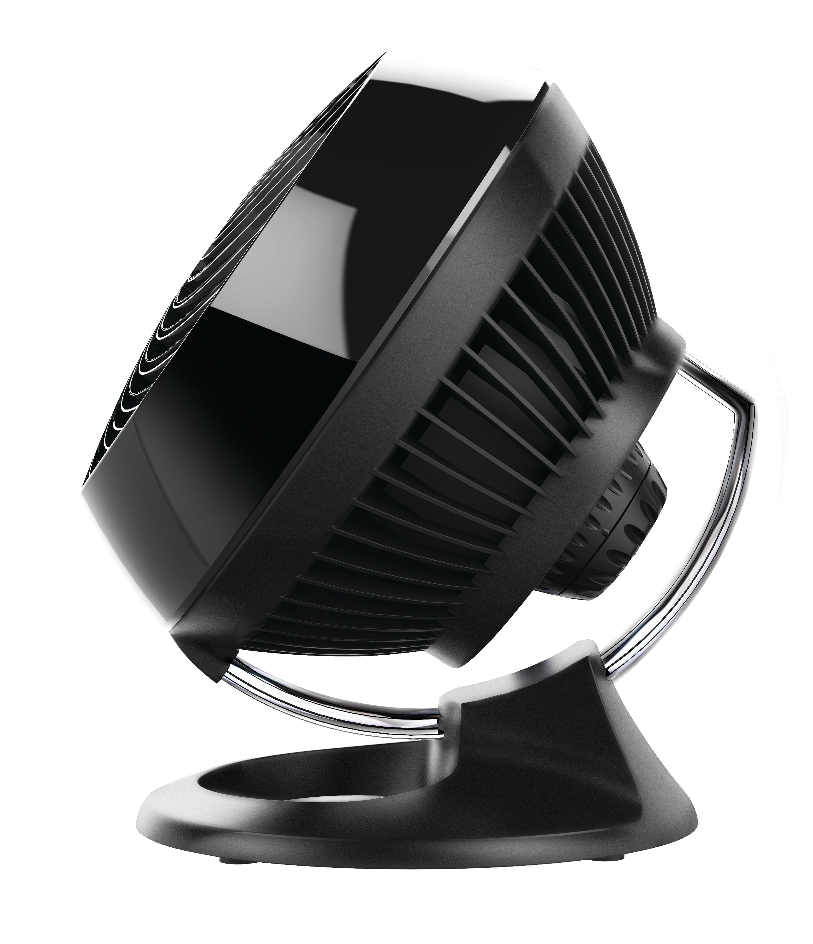 Black vintage-style fan on a white background