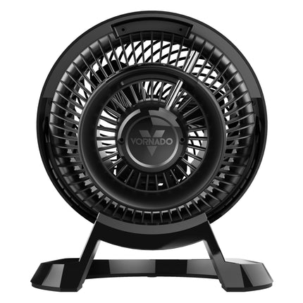 Black Vornado fan on a white background