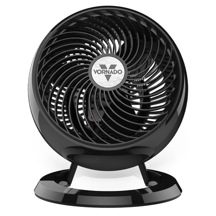 Black Vornado fan on a white background