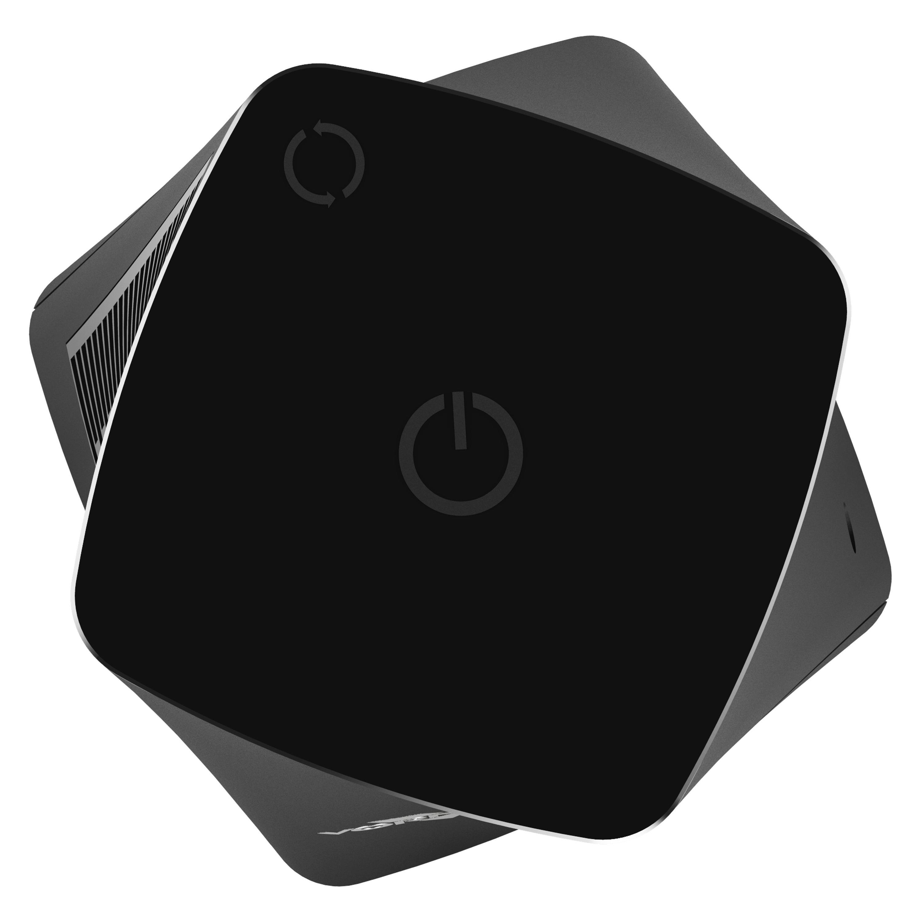 Black tower fan with Vornado logo on a white background