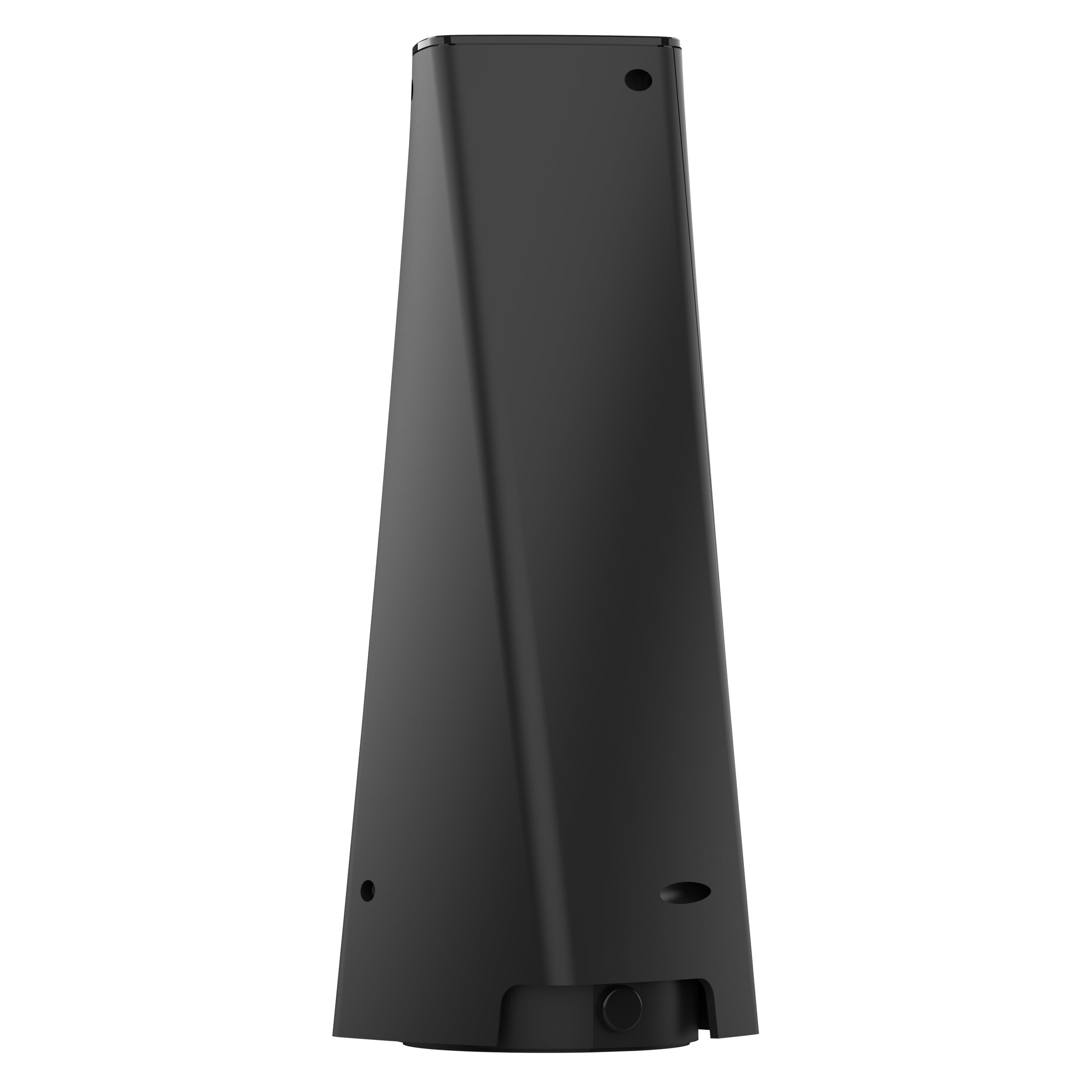 Black tower fan with Vornado logo on a white background