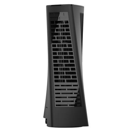 Black tower fan with Vornado logo on a white background