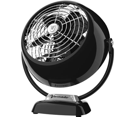 Black Vornado fan on a white background