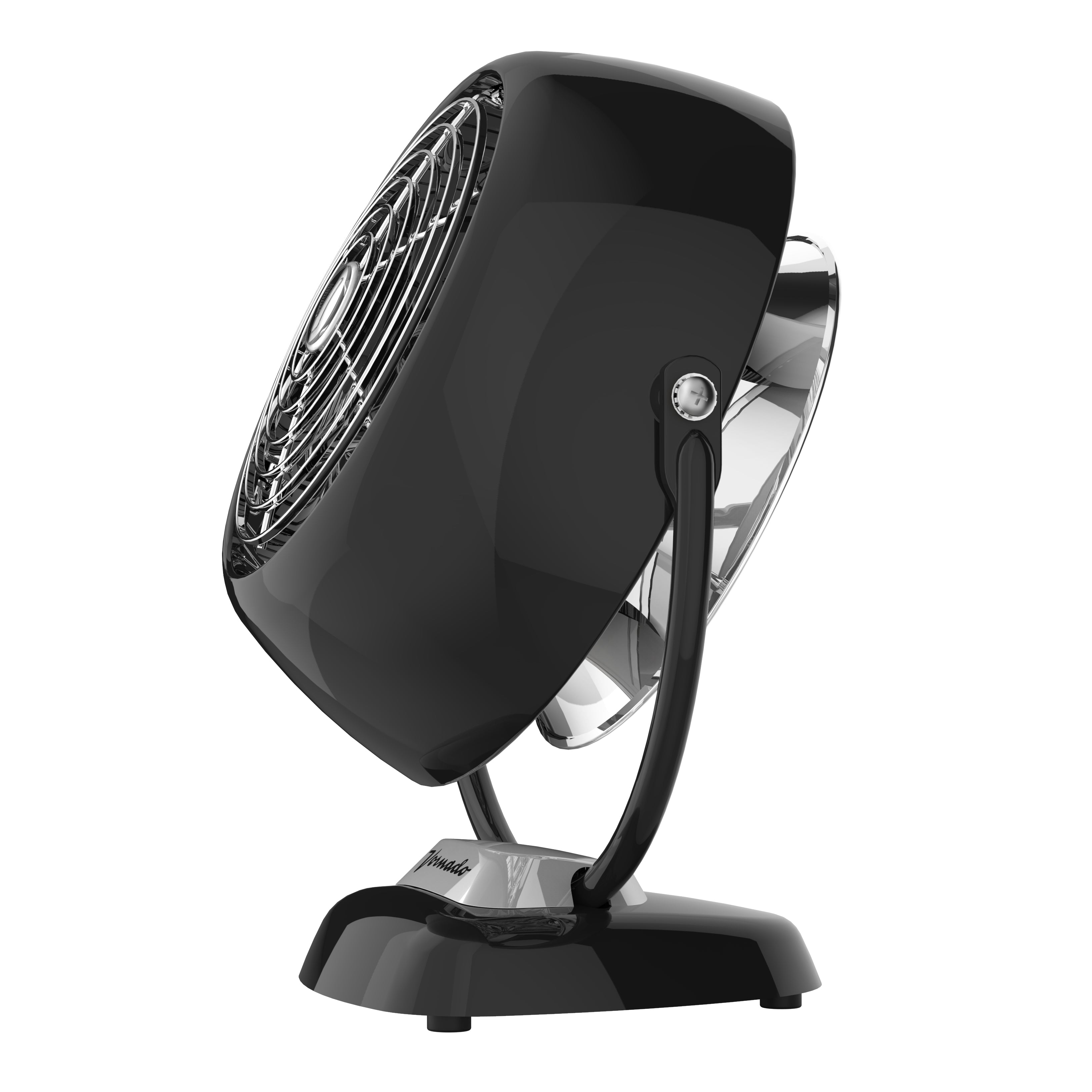 Black desk fan on a white background