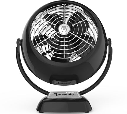 Black Vornado fan on a white background