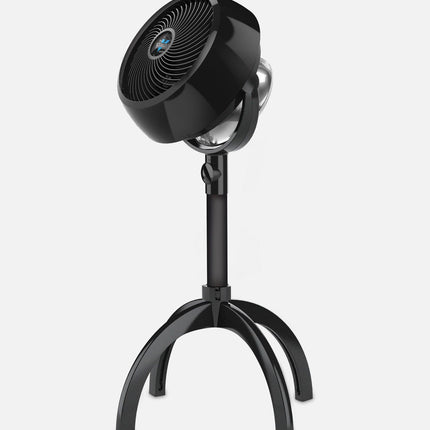 Black floor fan on a white background