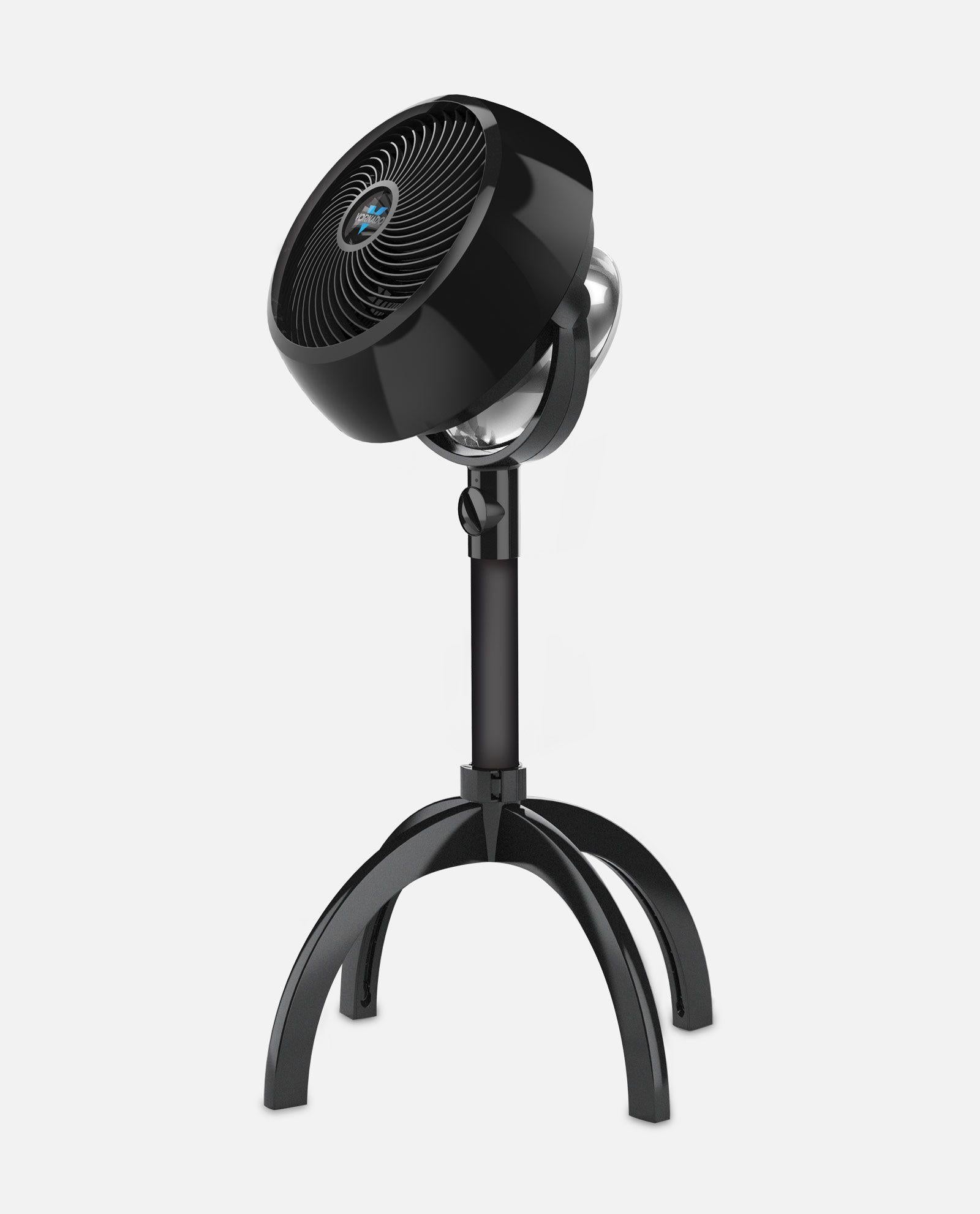 Black floor fan on a white background