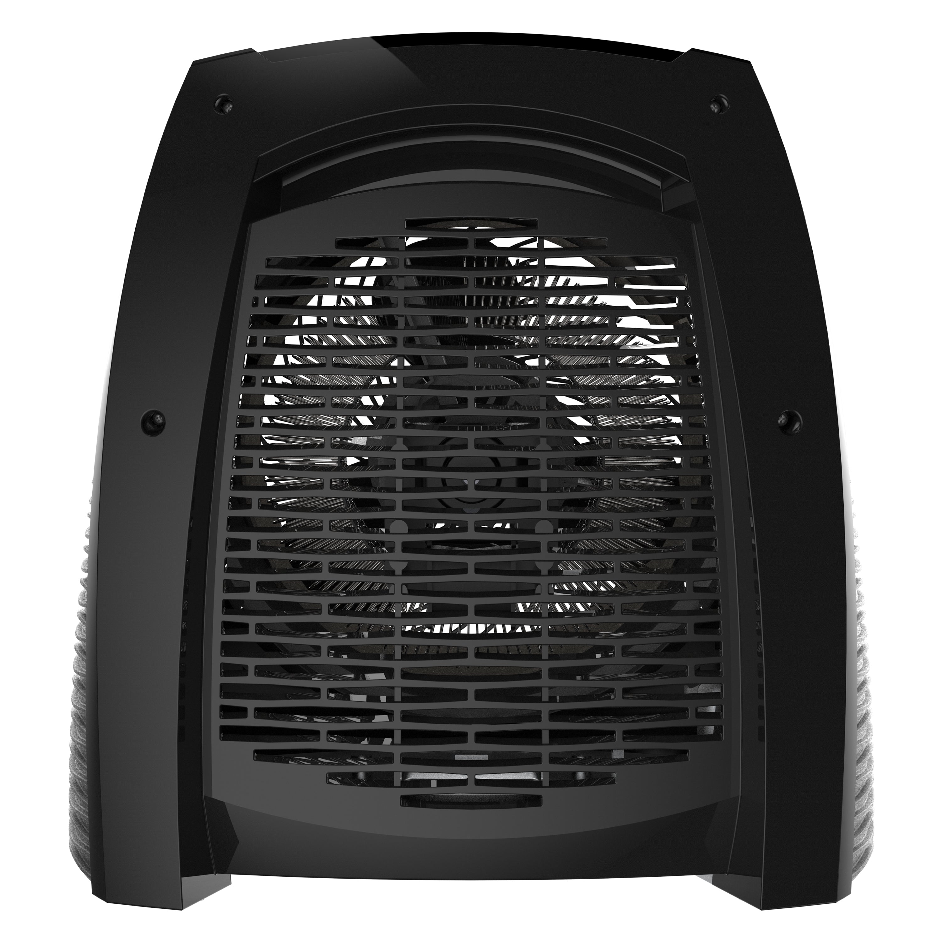 Black portable heater on a white background