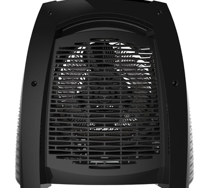 Black portable heater on a white background