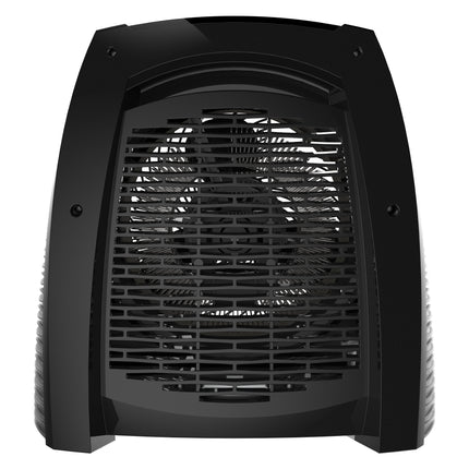 Black portable heater on a white background