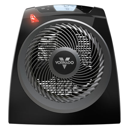 Black Vornado heater on a white background