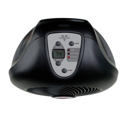 Black vornado heater top view of control panel