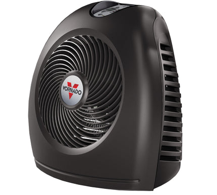 Black Vornado heater on a white background