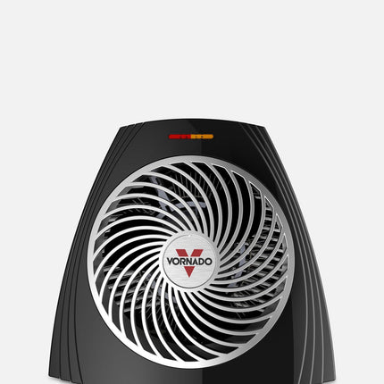 Black Vornado fan on a light gray background