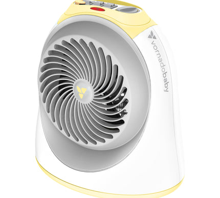 Portable heater with yellow accents on a white background