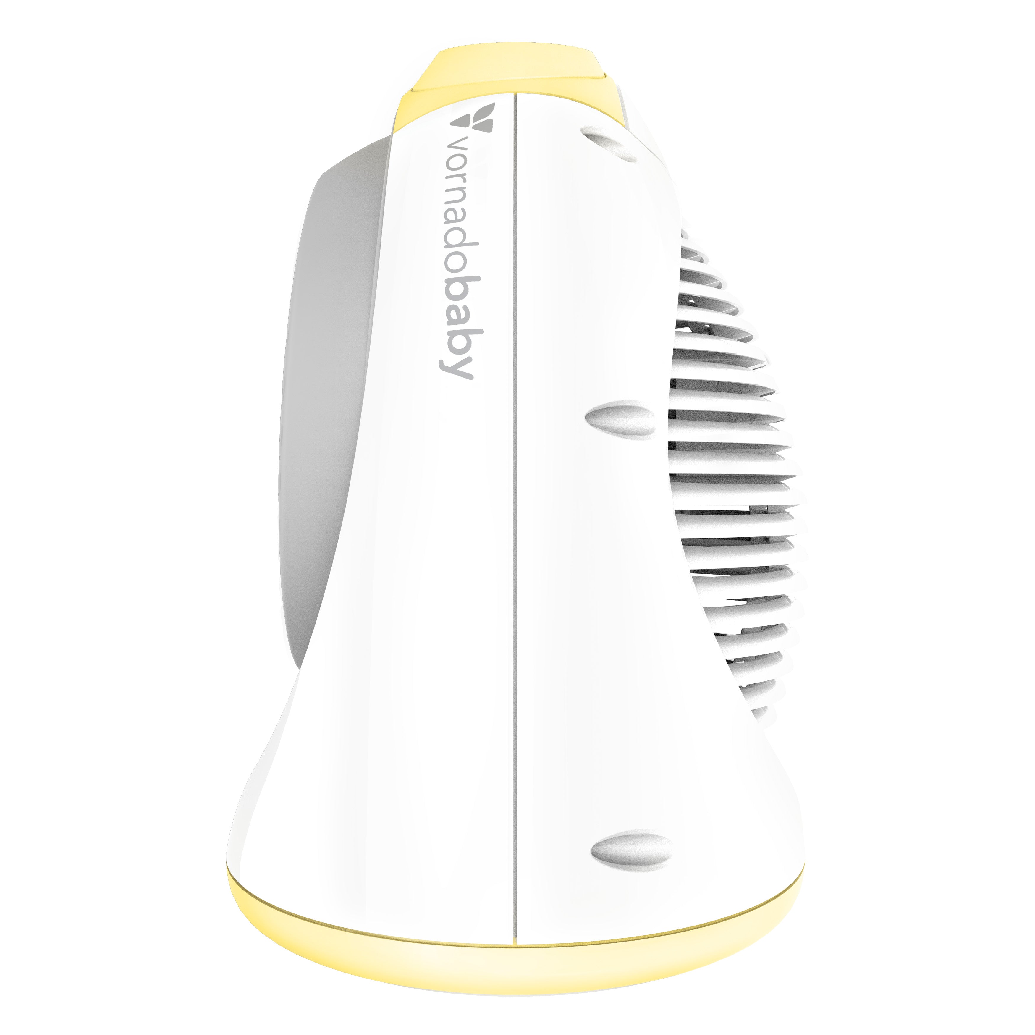 White and yellow baby product with branding on a white background