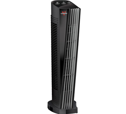 Black tower fan on a white background