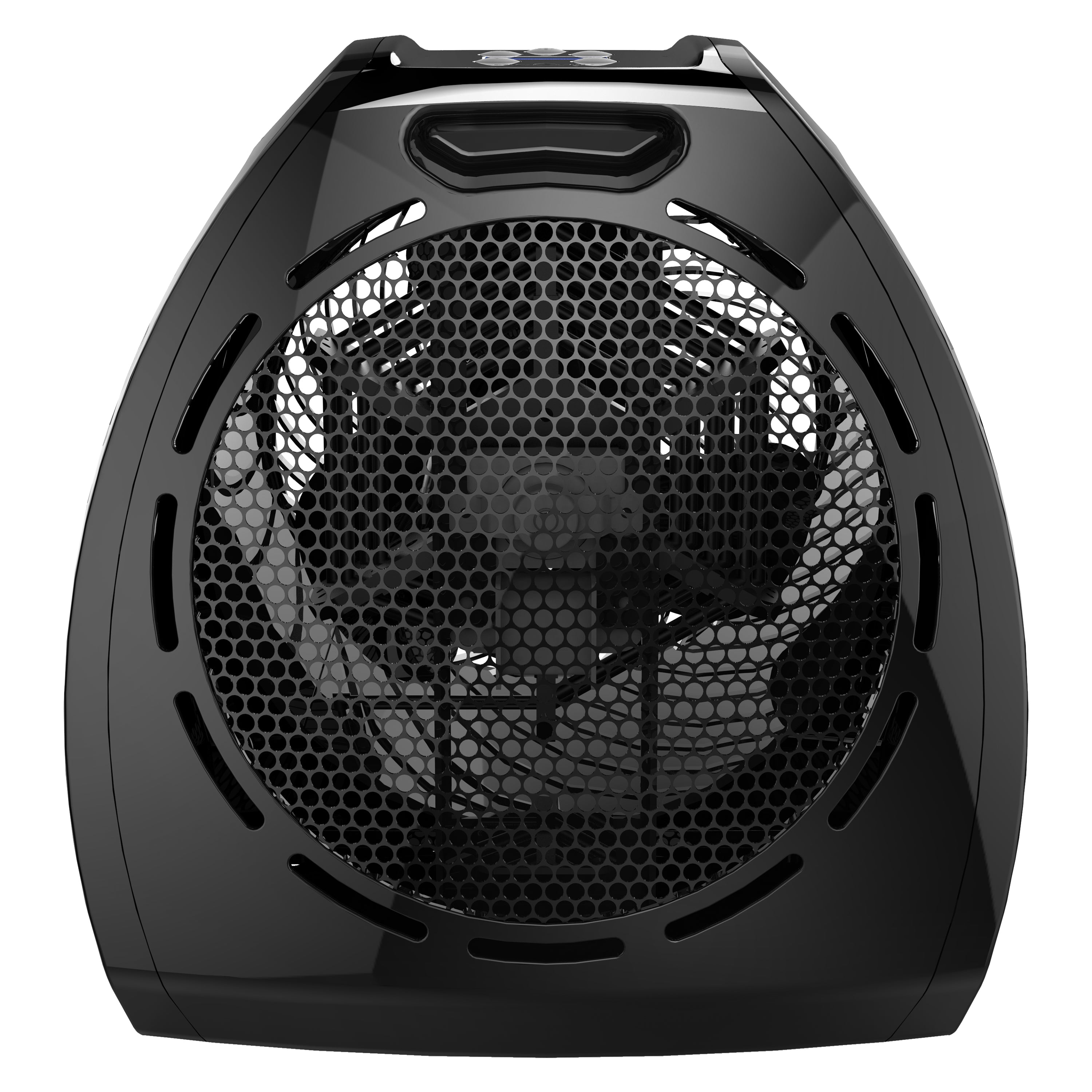 Black heater with honeycomb pattern on a white background