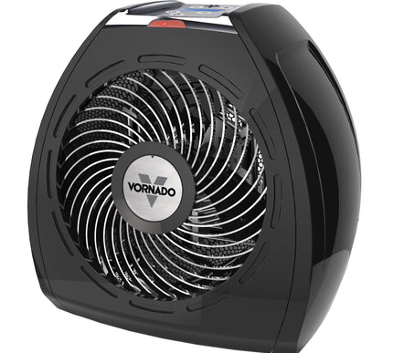 Black Vornado fan on a white background