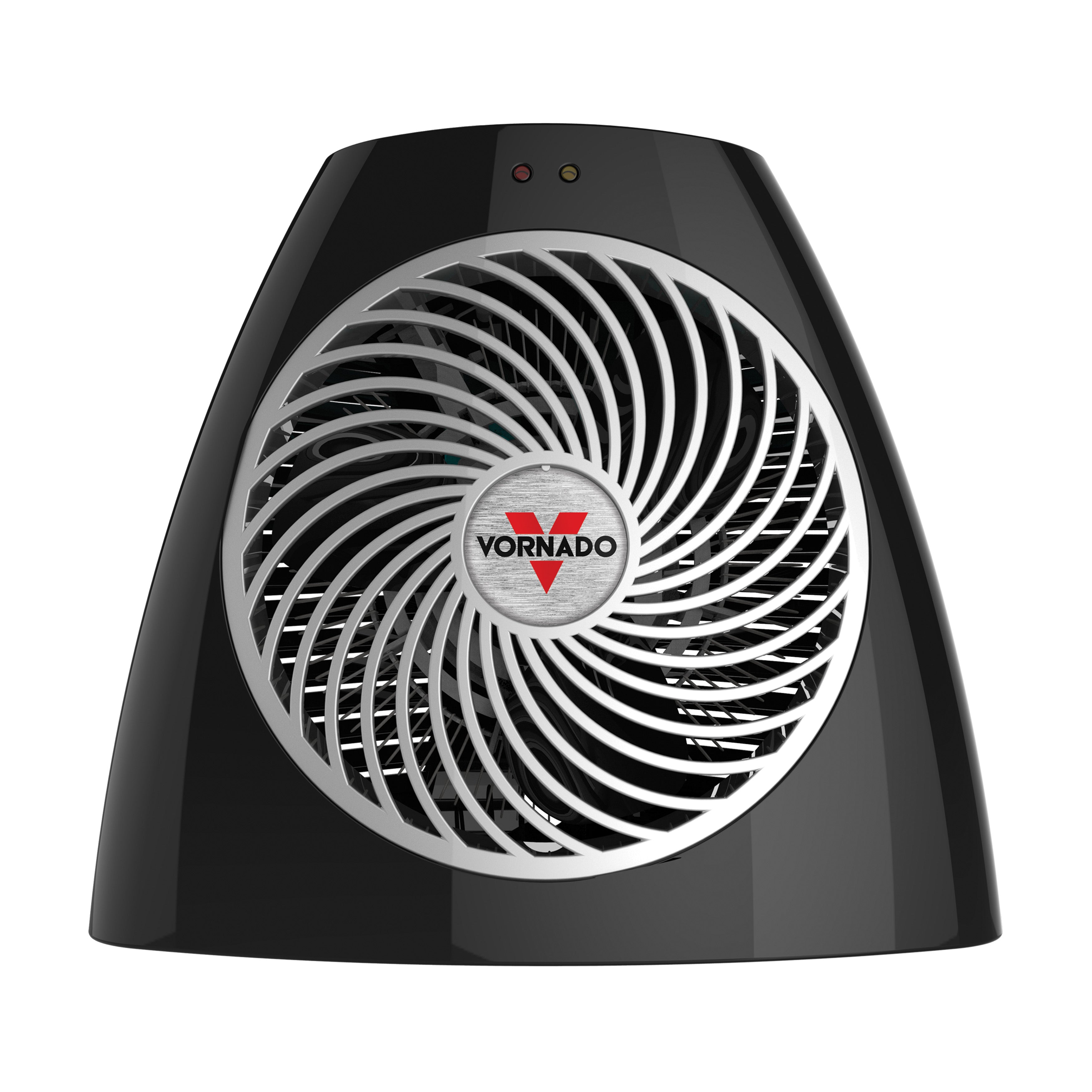 Black Vornado heater on a white background