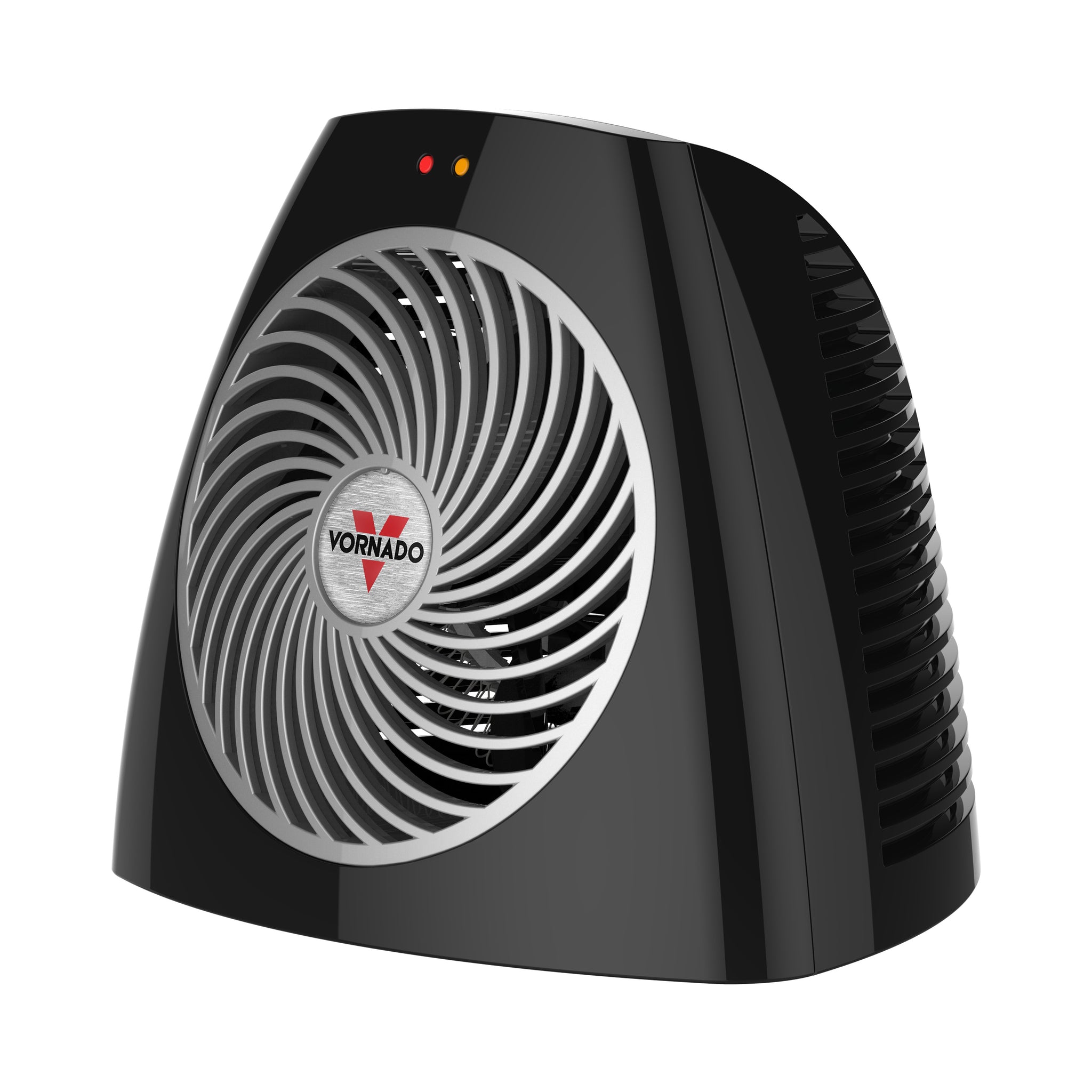 Black Vornado heater on a white background