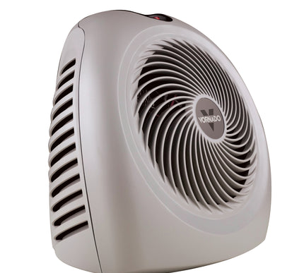 White space heater with visible brand logo on a white background