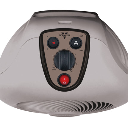 Portable heater with control panel on a white background