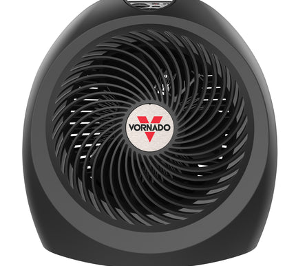 Black Vornado heater on a white background