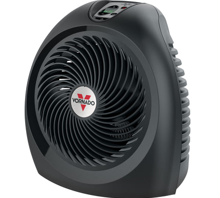 Black Vornado heater on a white background