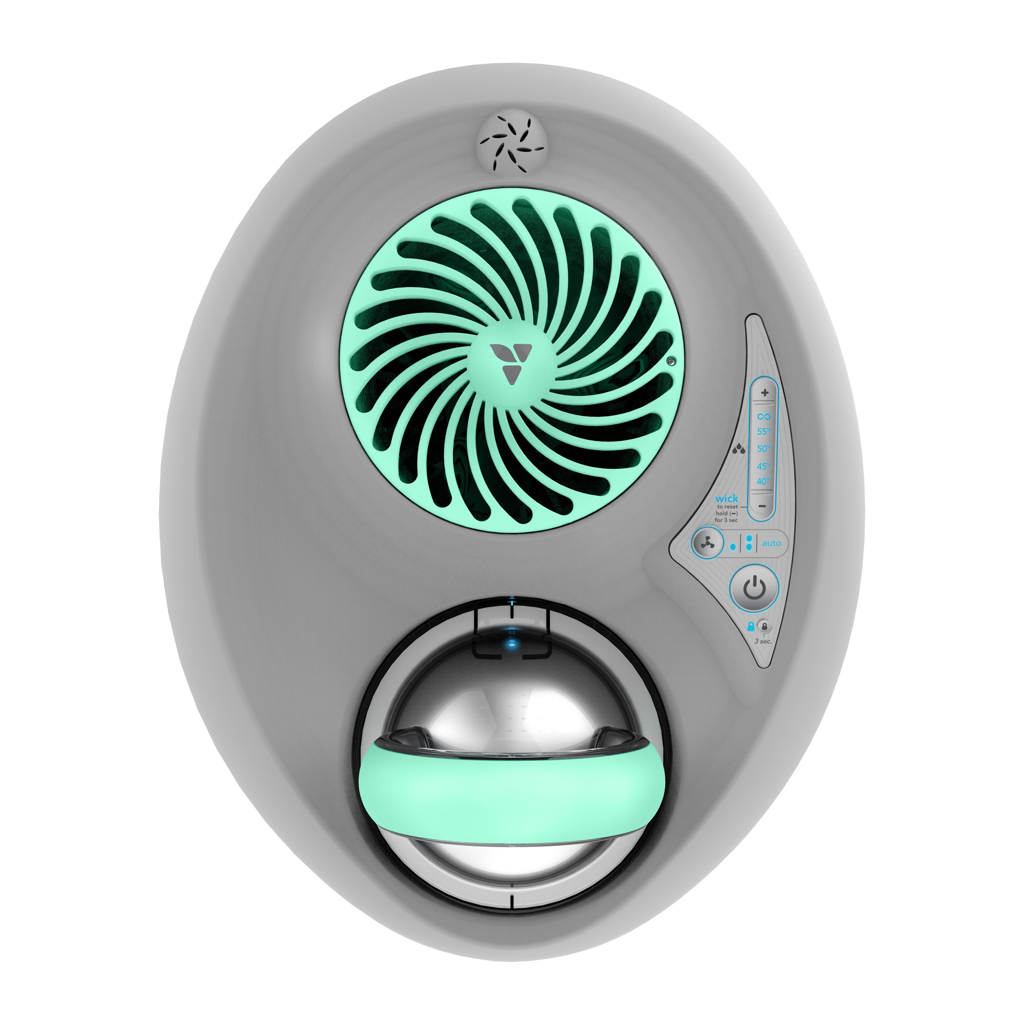 Humidifier with digital display and control buttons on a white background