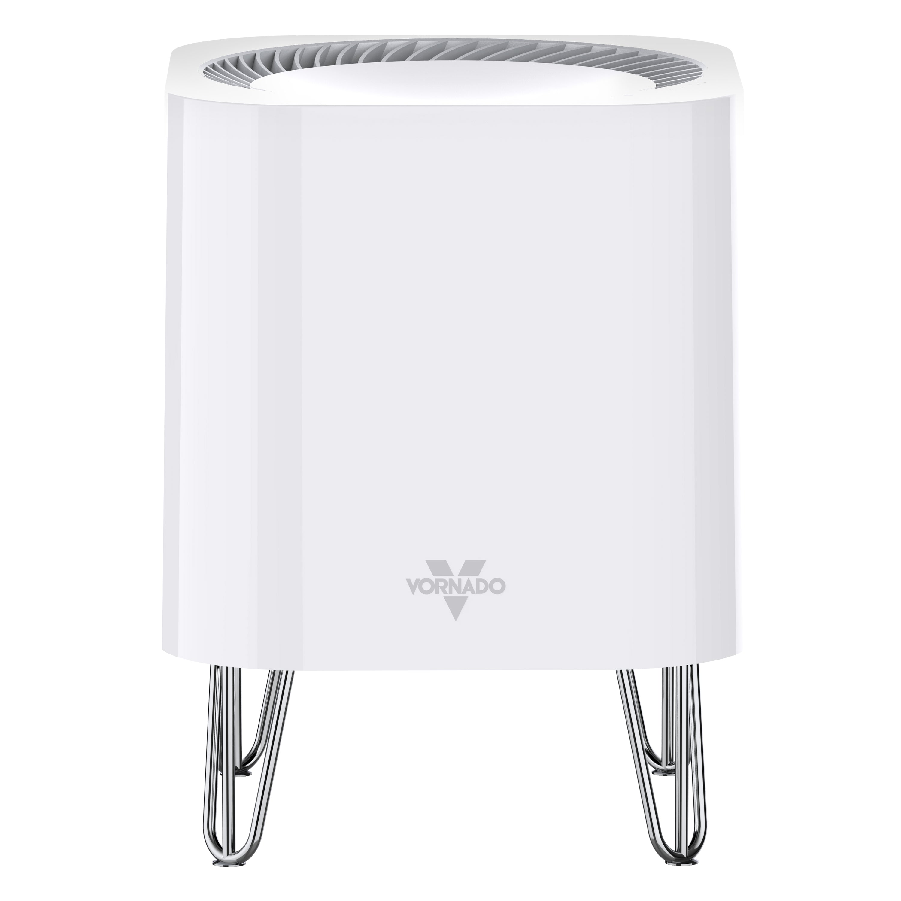 White air purifier with Vornado logo on a white background