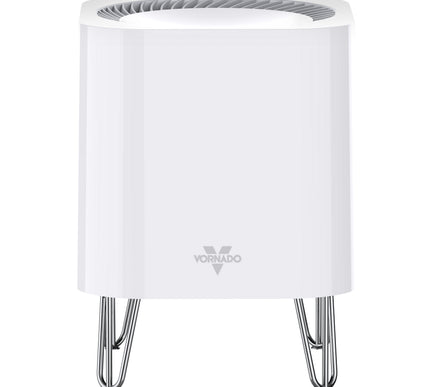 White air purifier with Vornado logo on a white background