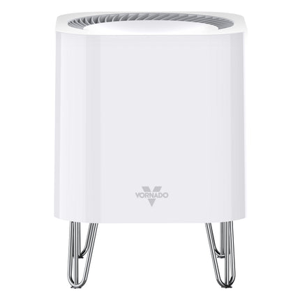 White air purifier with Vornado logo on a white background