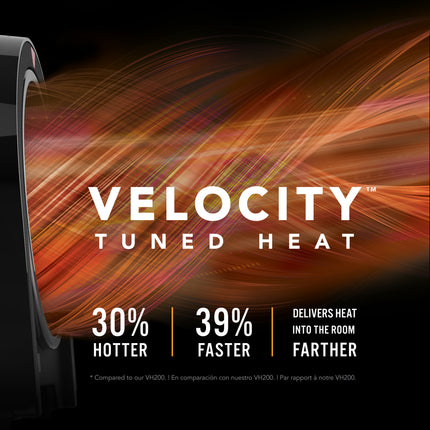 Advertisement for Velocity Tuned Heat with dynamic light effects and text on a dark background