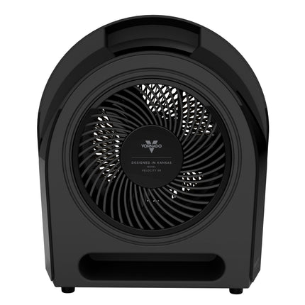 Black portable heater with 'Vornado' branding on a white background