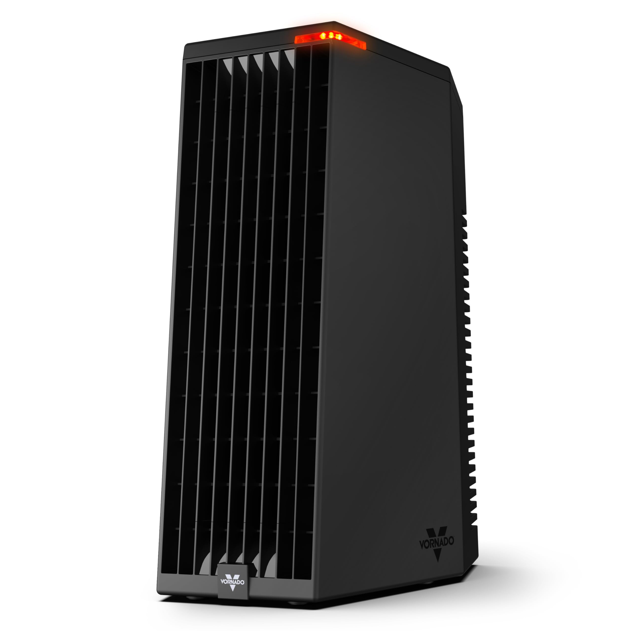 Black heater with a white background