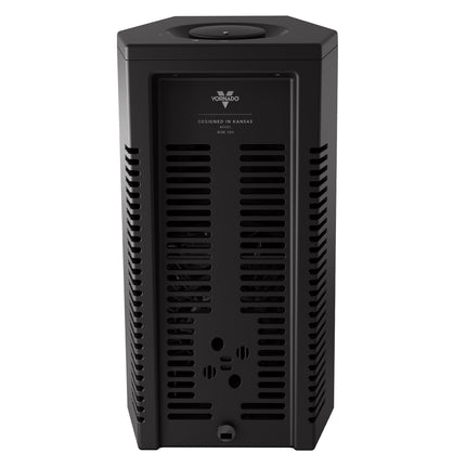 Black heater with visible brand logo on a white background