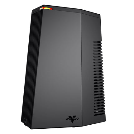 Black heater with 'Vornado' branding on a white background