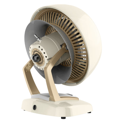 Vintage-style heater with beige and gray design on a white background