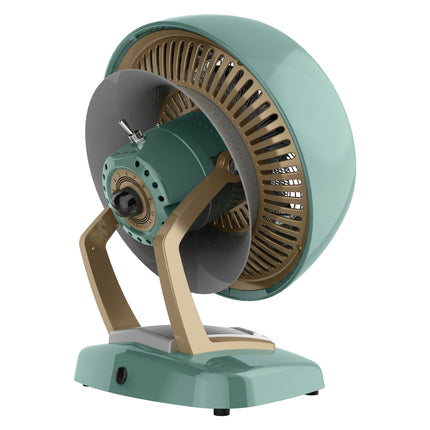 Vintage-style heater with metallic finish on a white background