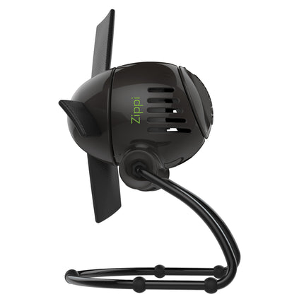 Black zippi fan on a white background