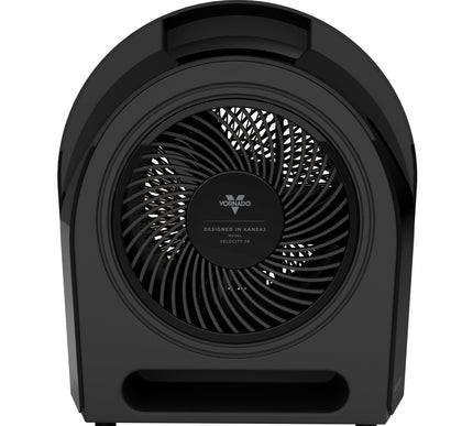 Black Vornado heater on a white background