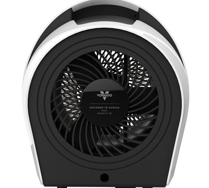 Black and white Vornado heater on a white background