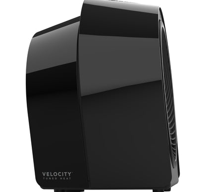 Black Velocity portable heater on a white background