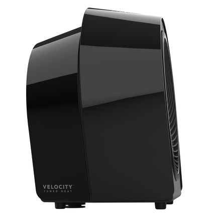 Black Velocity portable heater on a white background